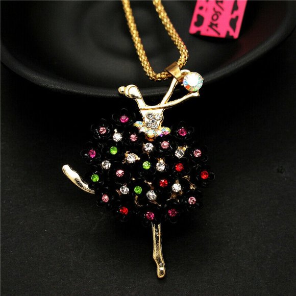 Beautiful Black Rhinestone Multi-color Ballet Girl - Picture 1 of 10